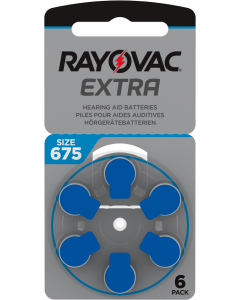 Rayovac Extra 675 (6 stk.) Høreapparatbatterier - 0 % Kviksølv