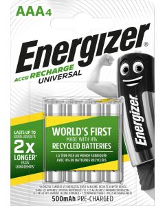 Energizer Recharge Universal AAA / NH12 500mAh Batterier (4 Stk. Pakning)