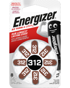 Energizer Høreapparat 312 Batterier (8 Stk. Pakning)