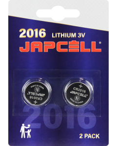 JAPCELL Lithium CR2016 Batterier - 2 stk. pakning
