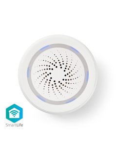 Nedis SmartLife Sirene, Wi-Fi Strømforsyning 8 Lyde 85 dB Android/ iOS Hvid
