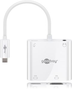 GOOBAY USB -C Multiport Adapter HDMI + VGA + PD 100 W - udvider USB -C -enhed til en HDMI - en 3,5 mm lyd og en VGA -port -