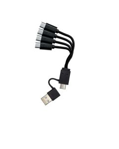 4i1 USB/USB-C til 4x USB-C data- & ladekabel, sort, 0,1m