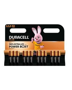 Duracell Plus Power Boost AAA/LR03 alkaline batterier – 12 stk.