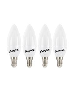 Energizer E14 LED kertepære 4.9W (470lm), 3000K, Varm hvid, 4 stk.