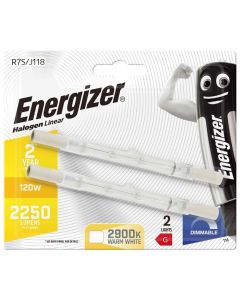 Energizer R7s Halogenrør 118mm, 120W (2250lm), 2900K, Varm hvid, Dæmpbar, 2 stk.