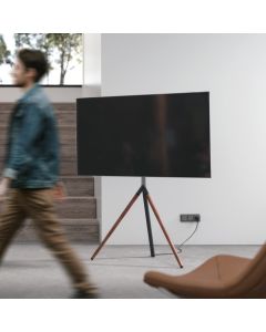 TV-gulvstander Tripod, trælook, kabelfix,  40"- 65" - Trælook & kabelstyring