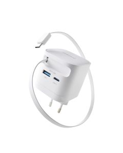Intenso® USB-C/USB-A Multiport GaN lader 65W m/ USB-C kabel - Hvid