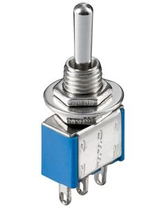 Miniature toggle switch - ON-OFF-ON, med lodning pins