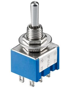 Miniature toggle switch - ON-OFF-ON, med lodning pins