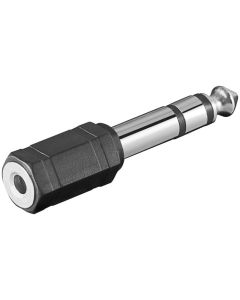 Audio adapter 6,35mm han (3-pin, stereo) til 3,5mm hun (3-pin, stereo)