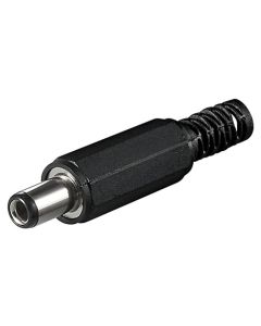 DC stik m/ kabelbeskyttelse bore 2,5 x 5,5mm - 1 stk.