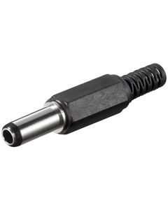 DC stik m/ kabelbeskyttelse bore 2,5 x 5,5mm - 1 stk.