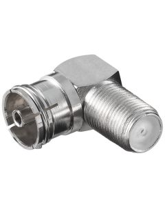 vinkel Adapter: F hun - koxial hun 90° - Zink