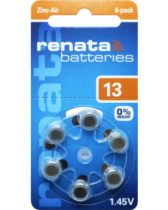 Renata ZA13 (6 stk.) Høreapparatbatterier - 0 % kviksølv