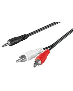 3,5mmm 2x RCA adapterkabel HQ sort 3m - blister