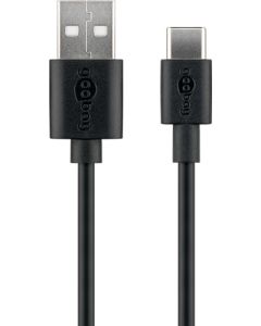 USB-C lade- og datakabel, sort, 0,1m
