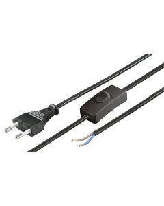 Euro Ledning, sammel selv, med tænd/sluk, 1.5 m, sort