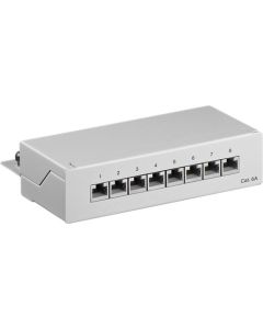 CAT 6a Mini/Desktop patch panel, 8 Port, grå