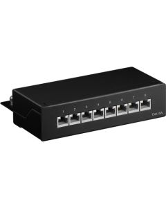 CAT 6a Mini/Desktop patch panel, 8 Port, sort
