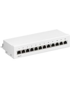 CAT 6 Mini/Desktop patch panel, 12 Port, hvid