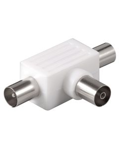 Koax T-Adapter: 2x koxial han - koxial hun - plastik - 1 stk.