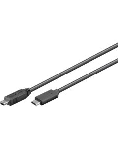 USB 2,0 HighSpeed kabel, sort, 0,5m,