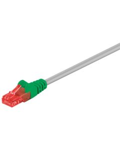 CAT 6 krydset-patchkabel, U/UTP, grå, grøn, grå-grøn, 1m