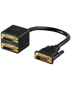 DVI stik > 2x DVI Stik, DVI-D han dobbelt-Link (24+1 pin), sort,