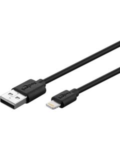 USB Lightning lade- og datakabel, Sort 0,5m