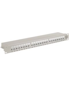 CAT 6a 19 tommer Patch Panel, 24 Port, grå, Papirboks med label