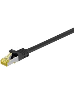 RJ45 patchkabel S/FTP (PiMF), m/ CAT 7 kabel, sort, 0,5m
