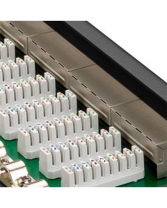CAT 6 10 tommer patch panel, 12 port, sort, Papirboks med label