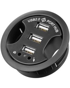 3 port USB 2,0 Hi Speed In-Desk HUB + audio, 1,5m