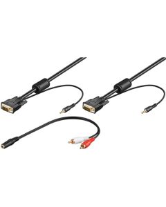 Full HD SVGA Monitorkabel +3,5mm Audio, sort, 3m,
