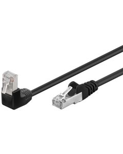 CAT 5e patchkabel 1x 90°vinklet, F/UTP, sort, 10m