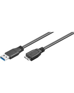 USB 3,0 SuperSpeed kabel, sort, 1,8m,