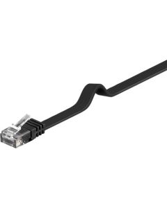 CAT 6 fladt patchkabel, U/UTP, sort, 0,5m