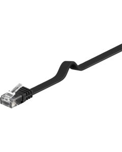 CAT 6 fladt patchkabel, U/UTP, sort, 1m