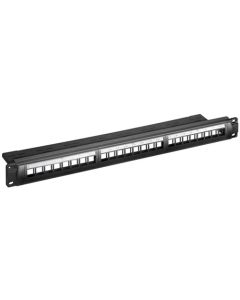 19 tommer  patch panel, 24 port, sort, Papirboks med label