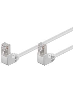 CAT 5e netværkskabel 2x 90°vinklet, F/UTP, hvid, 0,5m