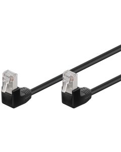 CAT 5e netværkskabel 2x 90°vinklet, F/UTP, sort, 0,5m