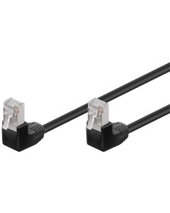 CAT 5e netværkskabel 2x 90°vinklet, F/UTP, sort, 2m
