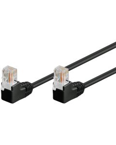 CAT 5e netværkskabel 2x 90°vinklet, U/UTP, sort, 3m