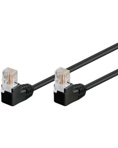 CAT 5e netværkskabel 2x 90°vinklet, U/UTP, sort, 10m