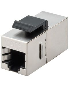CAT 6  2x RJ45 modular couple, STP afskærmet, grå-sort,