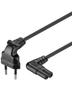 Ledning, begge ender Vinklet, 3 m, sort