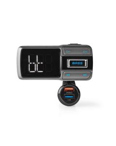 NEDIS, FM-sender til bilen  Bluetooth®  Basforstærkning  MicroSD-kortstik  Håndfri opkald  Stemmestyring  3,0 A/2,4 A