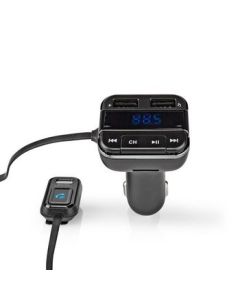 NEDIS, FM-transmitter til bilen  Bluetooth®  Professionel mikrofon  Støjreduktion  MicroSD-kortstik  Håndfri opkald  Stemmestyring  2 x USB
