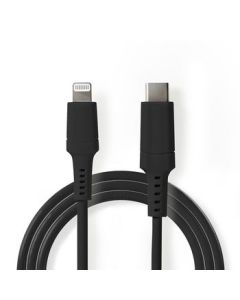 NEDIS, USB-kabel   Apple Lightning 8-pin   USB Type-C™ Han   Nikkelplateret   1.00 m   Runde   PVC   Sort   Window Box